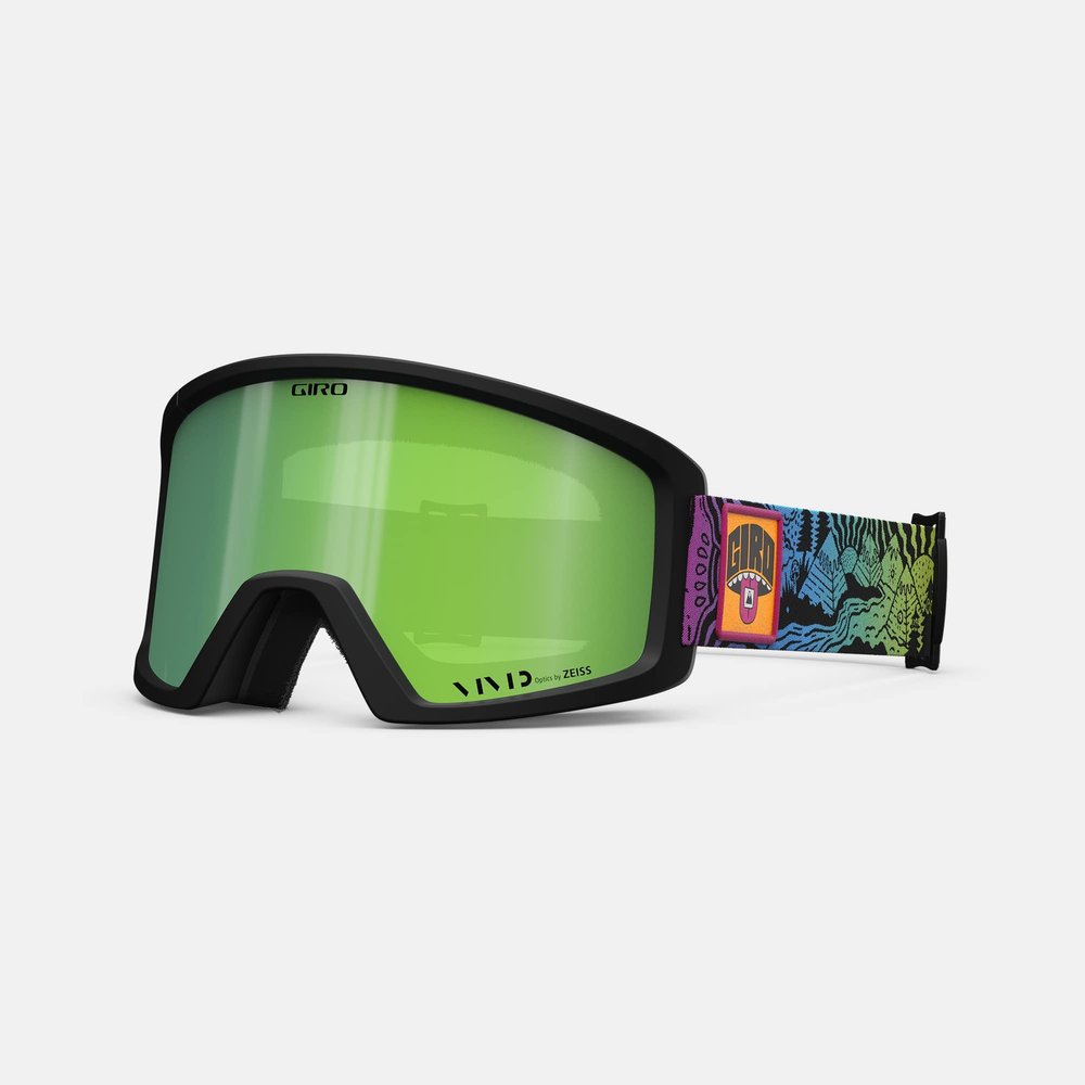 Giro Blok Ski Goggles - Snowboard Goggles for Men & Youth - Black Split Fountain Mountain Strap with Vivid Emerald Lens