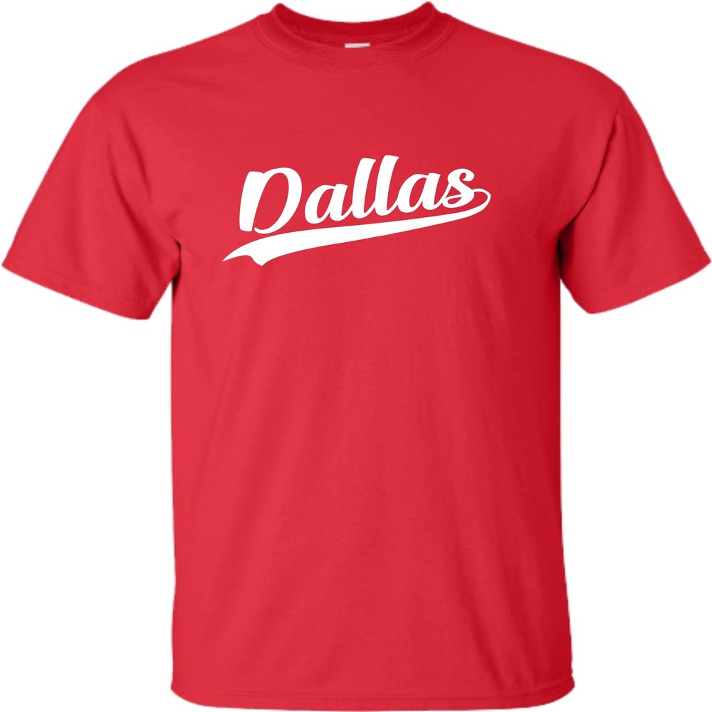 4X-Large Red Mens City of Dallas Texas Pride Fashion Script T-Shirt