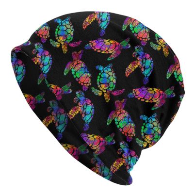 Beach Sea Turtle Beanie Chemo Hat Cancer Headwear Knitted Hats Baggy Slouchy Scarf Cap for Adults Women Men