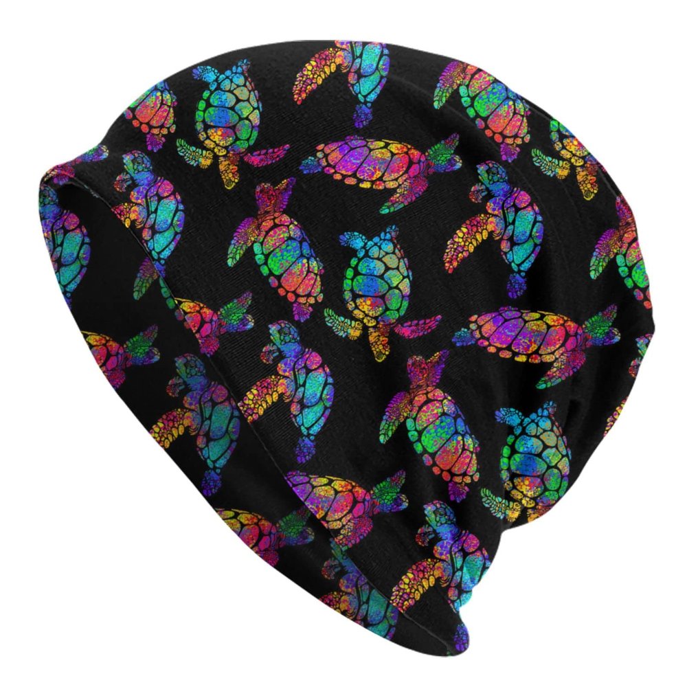 Beach Sea Turtle Beanie Chemo Hat Cancer Headwear Knitted Hats Baggy Slouchy Scarf Cap for Adults Women Men