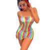 Women's Fishnet Dress Swimwear Bikini Mesh Lingerie Dancewear Fishnet Set Rainbow Dress Fishnet Cover Up Dress Stretchy Swimsuit for Women Exotic Dancewear Tube Top Dress one Size view 1