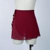 Hedmy Women Adult Ballet Wrap Skirt Sheer Chiffon Dance Skirt Costume with Adjustable Waist Tie Burgundy Medium view 4
