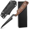 Ccanku C1291 Fixed Blade Knife Outdoor Camping Hunting Field Knife D2 Blade with Micarta Handle Waist Clip EDC Kydex Sheath(Brown)