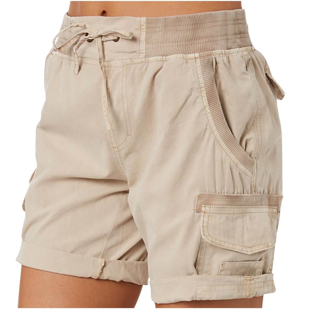 Women's Athletic Fit Cargo Shorts Comfy Jogger Sweat Cotton Shorts Golf Yoga Pockets High Waist Bermuda Lounge Shorts