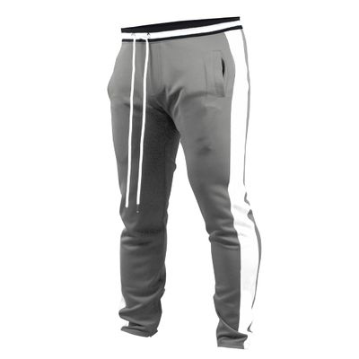 SCREENSHOT Men's Athletic Fitness Slim Fit Workout Track Pants BASIC S41700-Grey/White-Large