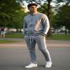 SCREENSHOT Men's Athletic Fitness Slim Fit Workout Track Pants BASIC S41700-Grey/White-Large view 3
