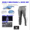 SCREENSHOT Men's Athletic Fitness Slim Fit Workout Track Pants BASIC S41700-Grey/White-Large view 4