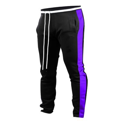 SCREENSHOT Men's Athletic Fitness Slim Fit Workout Track Pants BASIC S41700-Black/Purple-2XLarge