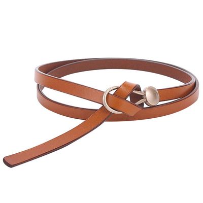 Women's Leather Belt Dress Belt Fashion Skinny Belt Tie A Knot Leather Waist Belt Knotted Decorative Belt