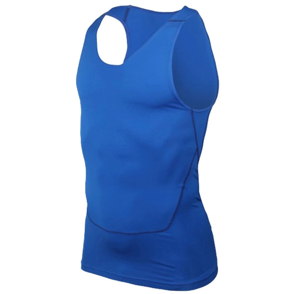 renvena Men's Quick Dry Rash Guard Vest Sleeveless Swim Shirts Fitness Gym Tank Top Beach Swimwear Blue Medium