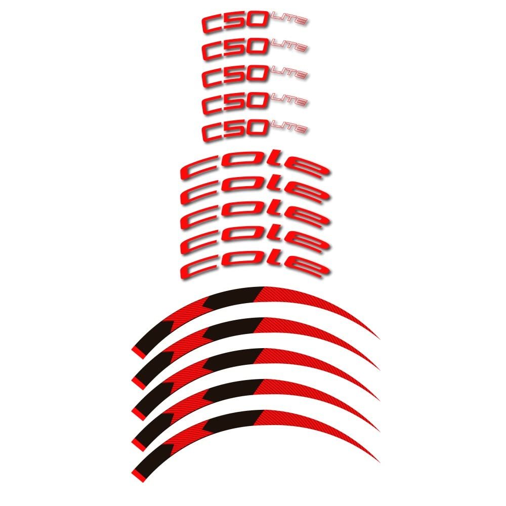STAR SAM Stickers Compatible with road bike rim Cole Titan C50 Lite 50mm Red 1 CMT