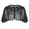 Fall Clothes Junior Girls Sequin Flapper Cover up 1920s Shawl Women's Bolero Cape Evening Beaded (Black, One Size) view 1