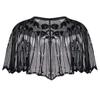 Fall Clothes Junior Girls Sequin Flapper Cover up 1920s Shawl Women's Bolero Cape Evening Beaded (Black, One Size) view 2