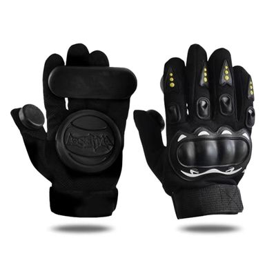 Glield One Pair Adult Longboard Gloves, Skateboard Gloves Downhill with Slider Puck Set CBST03 (Black)