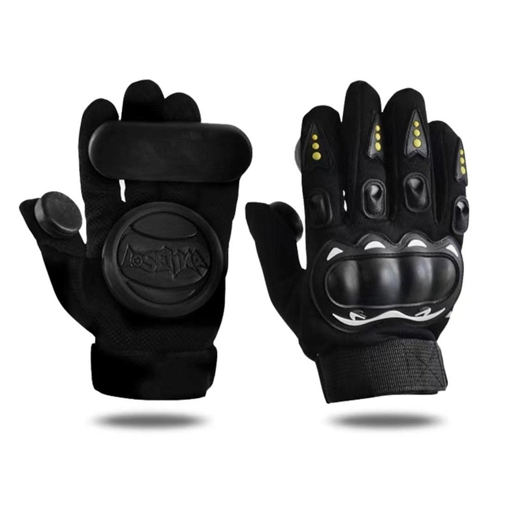 Glield One Pair Adult Longboard Gloves, Skateboard Gloves Downhill with Slider Puck Set CBST03 (Black)