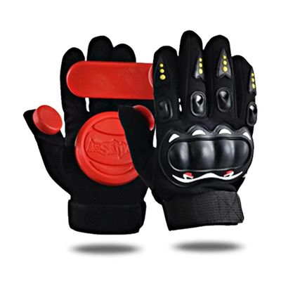Glield One Pair Adult Longboard Gloves, Skateboard Gloves Downhill with Slider Puck Set CBST03 (Red)