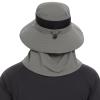 BASSDASH UPF 50+ Breathable Sun Hat with Removable Face Cover and Neck Flap Wide Brim Bucket Hat for Fishing Hiking Men Women Light Grey view 2