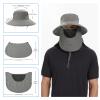 BASSDASH UPF 50+ Breathable Sun Hat with Removable Face Cover and Neck Flap Wide Brim Bucket Hat for Fishing Hiking Men Women Light Grey view 4
