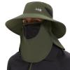 BASSDASH UPF 50+ Breathable Sun Hat with Removable Face Cover and Neck Flap Wide Brim Bucket Hat for Fishing Hiking Men Women Army Green view 1