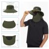 BASSDASH UPF 50+ Breathable Sun Hat with Removable Face Cover and Neck Flap Wide Brim Bucket Hat for Fishing Hiking Men Women Army Green view 4