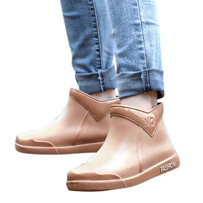 Hbeylia Short Rain Boots Waterproof Garden Shoes Anti Slipping Platform Lightweight Rainboots Rubber Mid Calf Muck Mud Boots Outdoor Work Gardening Boots For Women