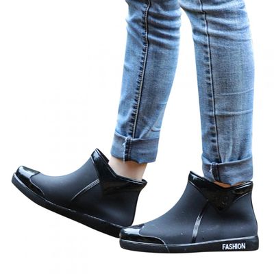 Hbeylia Short Rain Boots Waterproof Garden Shoes Anti Slipping Platform Lightweight Rainboots Rubber Mid Calf Muck Mud Boots Outdoor Work Gardening Boots for Women