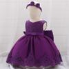 Baby Girls Birthday Party Dress Infant Lace Flower Princess Dress Big Bowknot Ruffled Wedding Pageant Formal Dress view 3