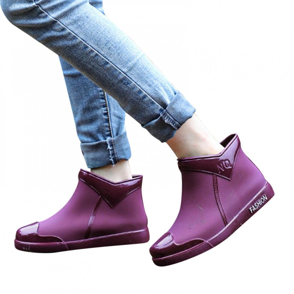 Hbeylia Short Rain Boots Waterproof Garden Shoes Anti Slipping Platform Lightweight Rainboots Rubber Mid Calf Muck Mud Boots Outdoor Work Gardening Boots for Women