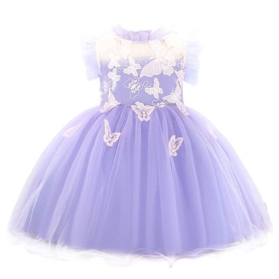 Baby Girls Birthday Party Dress Infant Wedding Flower Girl Ruffled Pageant Dress Toddler Embroidered Butterfly Tulle Tutu Dresses