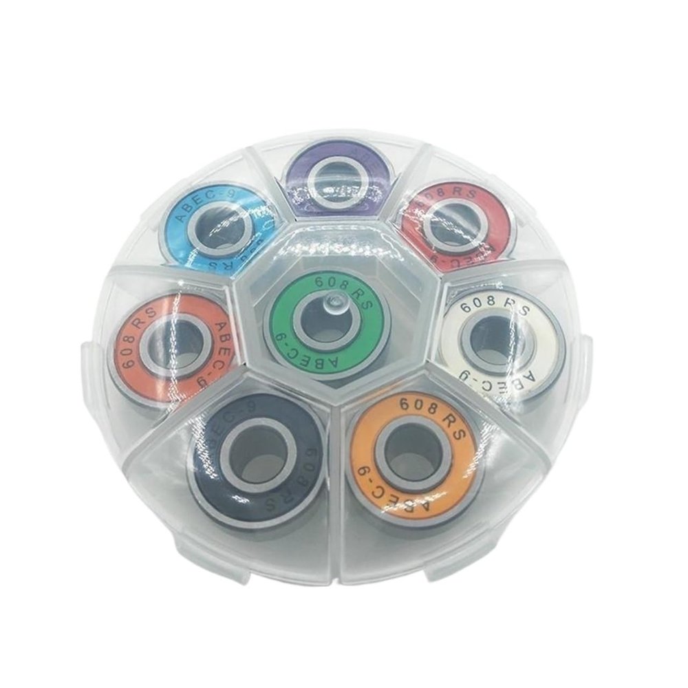 KOVNOVI 8PCS 608rs Skateboard Bearing ABEC-9 Integrated Spacer Longboard Bearing 608 Danceboard Double Rocker Fishboard Bearings DINGGUANGHE (Color : Mix Random Color)