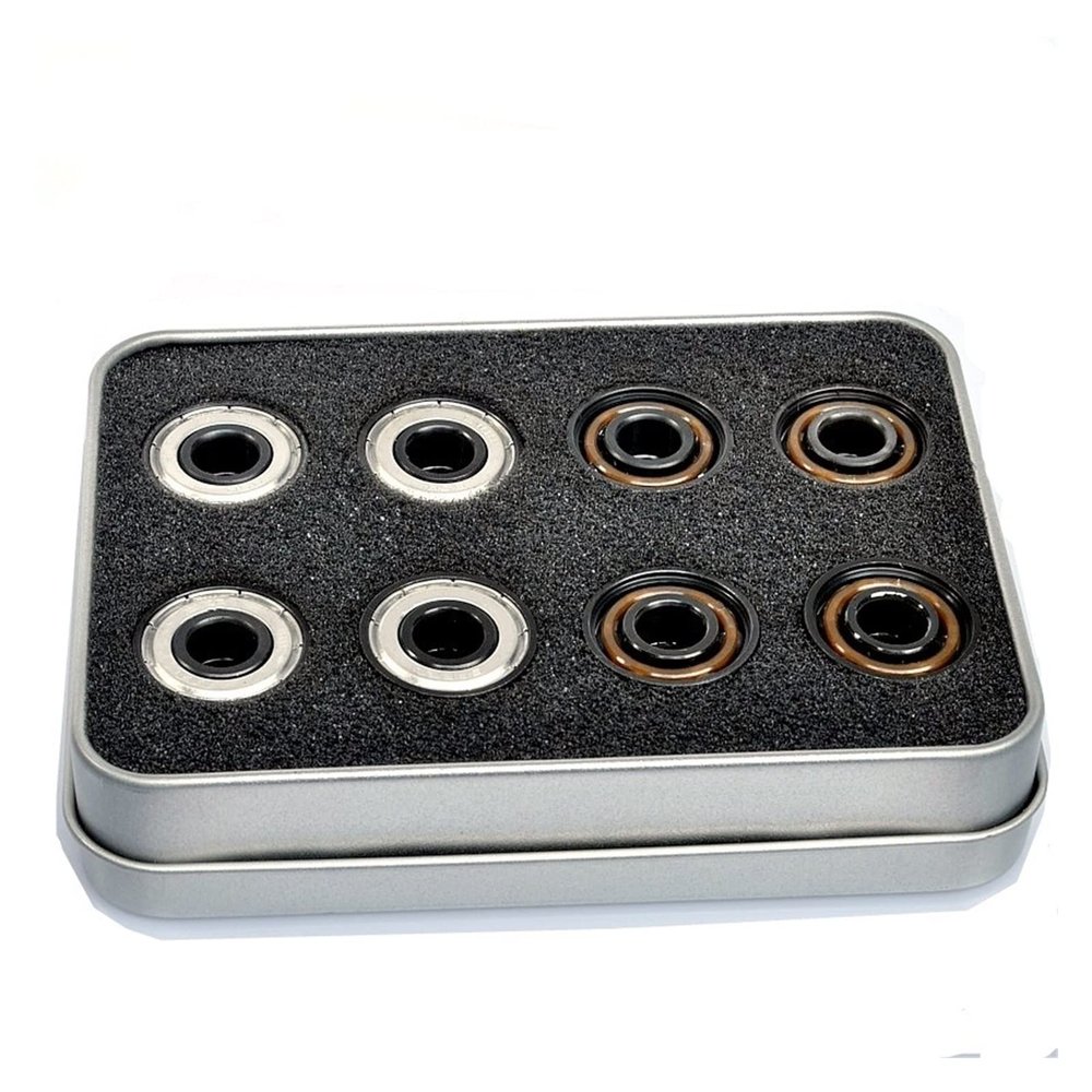 KOVNOVI 16Pcs Black Ceramic Bearing 8x22x7mm Roller Skate Bearings 7 Balls Bearing DINGGUANGHE