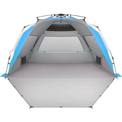 Oileus XX-Large Beach Tent Sun Shelter for 5-6 Person Portable Sun Shade Instant Pop Up Tent for Beach with Carrying Bag, Stakes, 6 Sand Pockets, Anti UV for Fishing Hiking Camping Blue