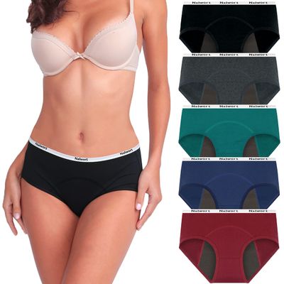 Nalwort Womens Period Underwear Menstrual Period Panties Cotton Leakproof Postpartum Protective Briefs