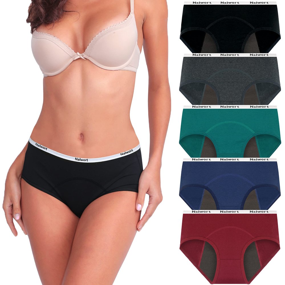 Nalwort Womens Period Underwear Menstrual Period Panties Cotton Leakproof Postpartum Protective Briefs