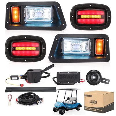 10L0L Golf Cart Headlight Kit for Yamaha G14/G16/G19/G22, 12V-48V with Built-in Voltage Converter, Daytime Running, Low/High Beam with Brake, Hazard, Horn & Turn Signal - Street Legal Light Kit