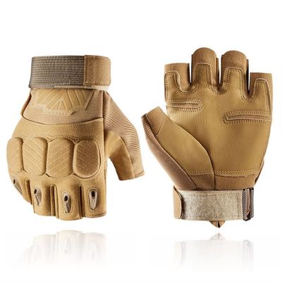XIXIDIAN Men's Fingerless Gloves Outdoor Half-Finger Protective Sports Training Cycling Non-Slip Mountaineering Gloves (Color : Brown, Size : Large)