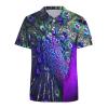 Beautiful Peacock Open Screen Men's Golf Polo-Shirt Casual Short Sleeve T-Shirt Classic Slim Fit Tee Tops 4XL view 4