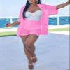 KANSOON Women Short Sets 2 Piece Outfits Knit Half Sleeve Shirt High Waist Shorts Set Rose S view 4