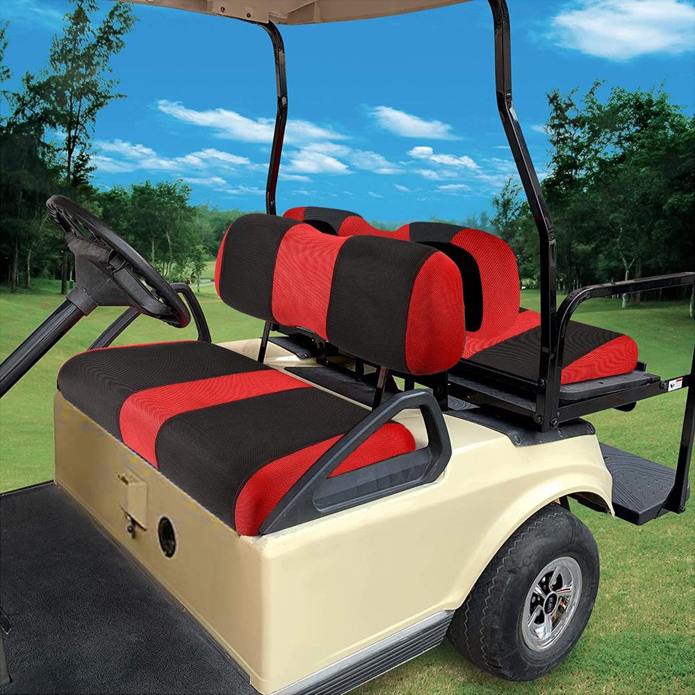 YUWEIDG0769 Golf Cart seat Covers for Club Car DS, Golf cart Washable Seat Cover Front with Back, Breathable Air Polyester Mesh Cloth, Cool in Summer and Warm in Winter