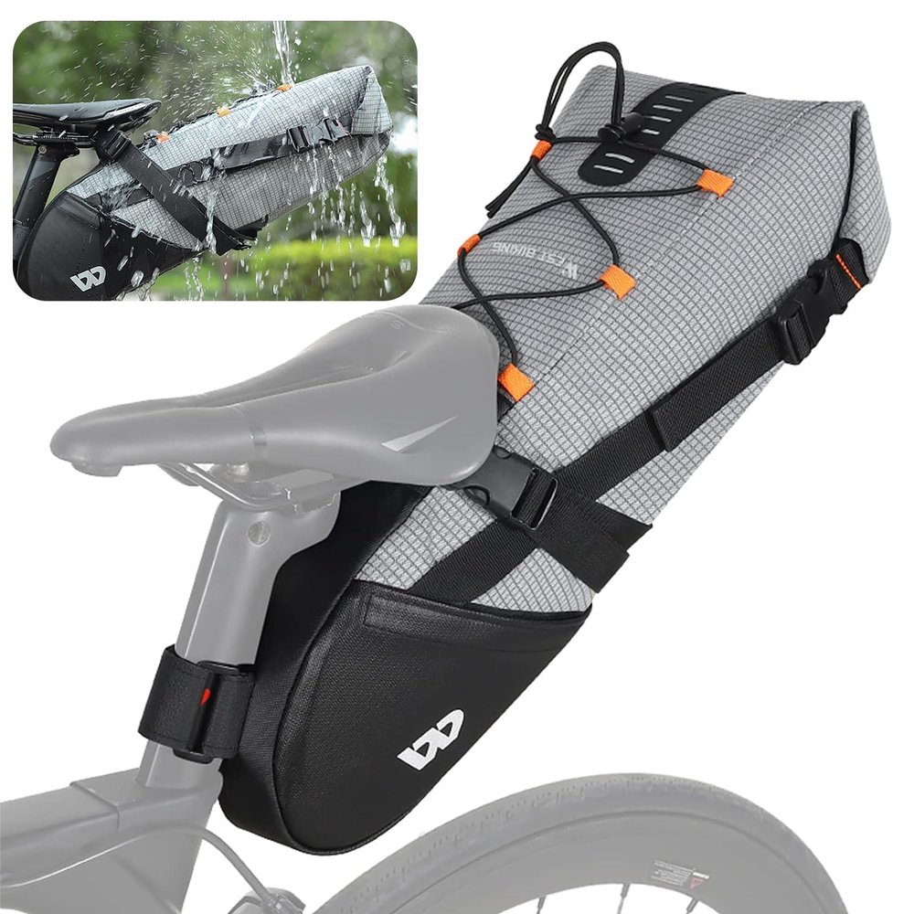 Lixada Bike Saddle Bag 10L Large Capacity Waterproof Mountain Road MTB Bicycle Bike Cycling Tail Bag Storage Pack Bicycle Under Seat Bag