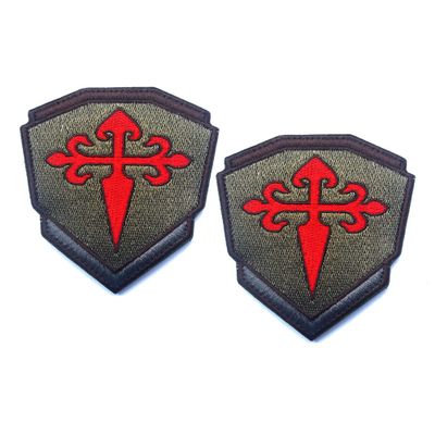 2 PCS Knights Santiago Cross Patches Knight Patches Embroidered Morale Patch(Green)