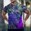 Beautiful Peacock Open Screen Men's Golf Polo-Shirt Casual Short Sleeve T-Shirt Classic Slim Fit Tee Tops M view 2
