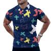 Airplane Pattern Men's Golf Polo-Shirt Casual Short Sleeve T-Shirt Classic Slim Fit Tee Tops 2XL view 1