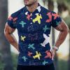 Airplane Pattern Men's Golf Polo-Shirt Casual Short Sleeve T-Shirt Classic Slim Fit Tee Tops 2XL view 2