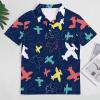 Airplane Pattern Men's Golf Polo-Shirt Casual Short Sleeve T-Shirt Classic Slim Fit Tee Tops 2XL view 3