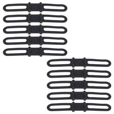 Create idea 10Pcs Bicycle Mounting Straps Bike Silicone Band Bicycle Silicone Elastic Strap Bike Accessories for Flashlight Mobile Phone Black