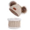 Infant Toddler Winter Hat for Baby Girl Boy Knitted Warm Skiing Caps Pompom Kids Hats Beige view 1
