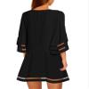 LookbookStore Plus Size Black Dresses for Summer 2025 Women Casual Summer Crewneck 3/4 Sleeves Tunic Dress Black Short Dress Cute Going Out Dress Black Plus Size Dress Size XXXL view 2
