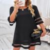 LookbookStore Plus Size Black Dresses for Summer 2025 Women Casual Summer Crewneck 3/4 Sleeves Tunic Dress Black Short Dress Cute Going Out Dress Black Plus Size Dress Size XXXL view 3