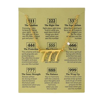 COLORFUL BLING Dainty Gold Silver Plated Old English Number Choker Necklace Numerology Jewelry for Women 111 222 333 444 555 666 777 888 999 Necklace Gifts-CZ gold 777
